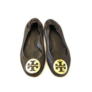 Tory Burch Reva (Minnie) leather ballet flat Brown